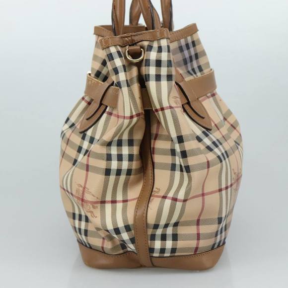 BURBERRY Nova Check Tote Bag PVC Leather 2way Beige Auth 109937 - Picture 4 of 16
